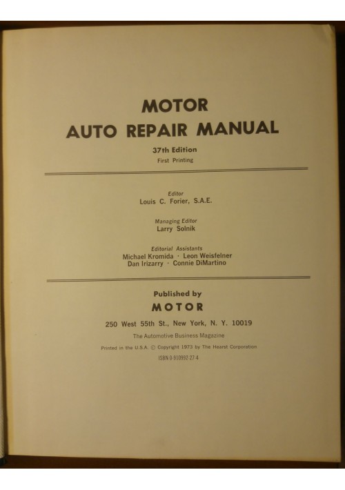 MOTOR AUTO REPAIR MANUAL 1974 editor Louis Forier LIBRO